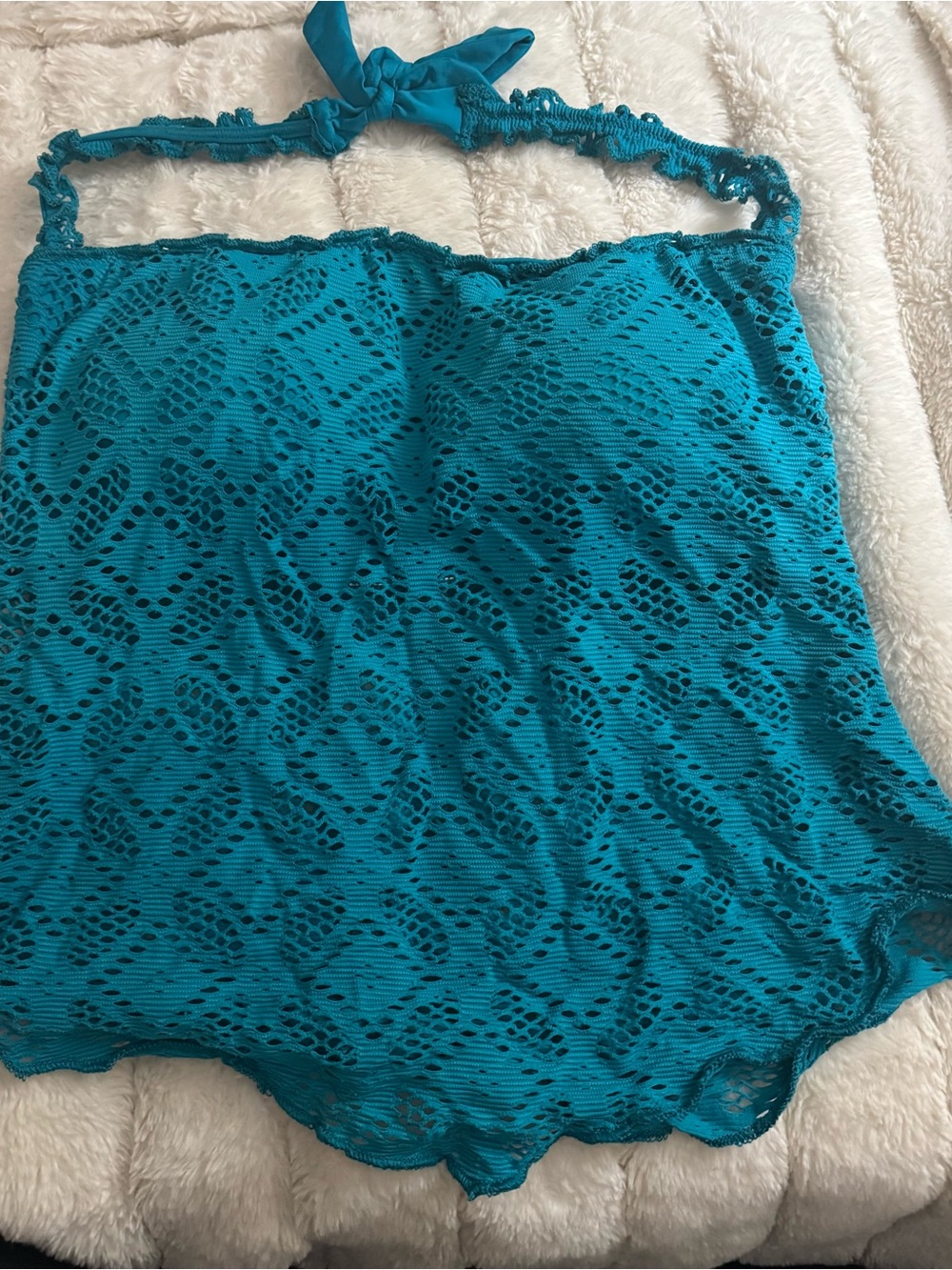 BECCA Teal Crochet Bikini Top